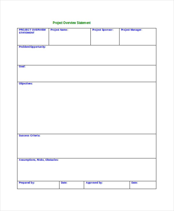 project overview statement template