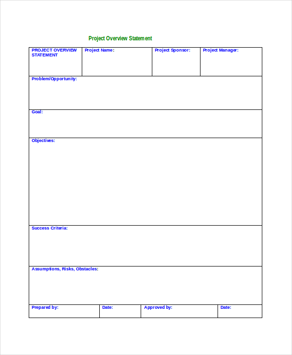 10 Project Overview Templates Free Word PDF Documents Download