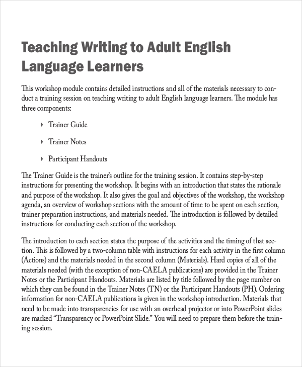 teaching writing to adult english language learners