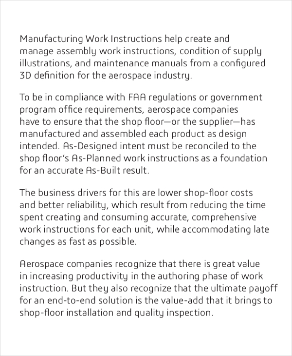 manufacturing work instructions template