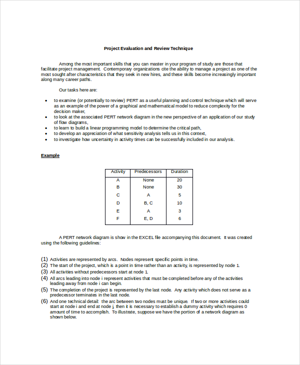 project evaluation techniques template