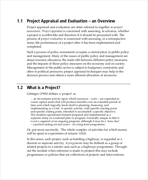 project appraisal assignment