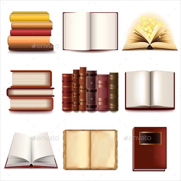 vector books icons set
