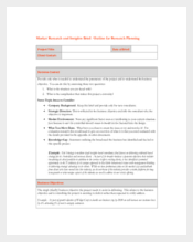 Example Market Research Brief Template