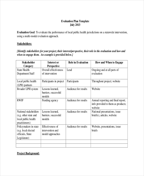 research project evaluation plan