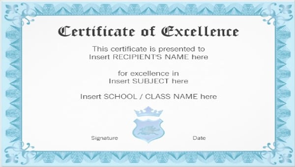 Excellence Certificate Template 24 Word Pdf Psd Format Download