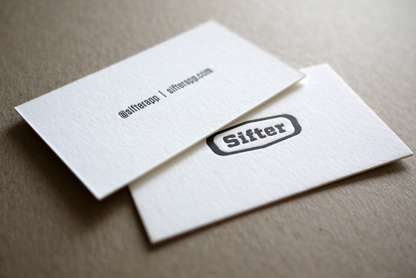 sifter letterpress business card design