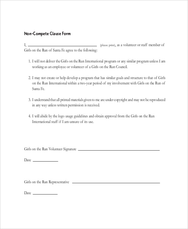 13  General Non Compete Agreement Templates Free Word PDF Format