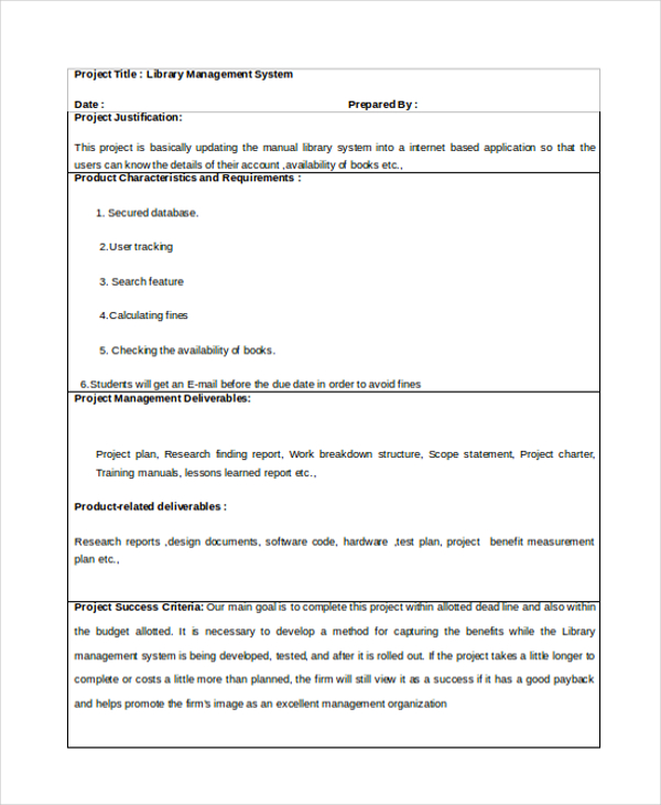 library management system project documentation template