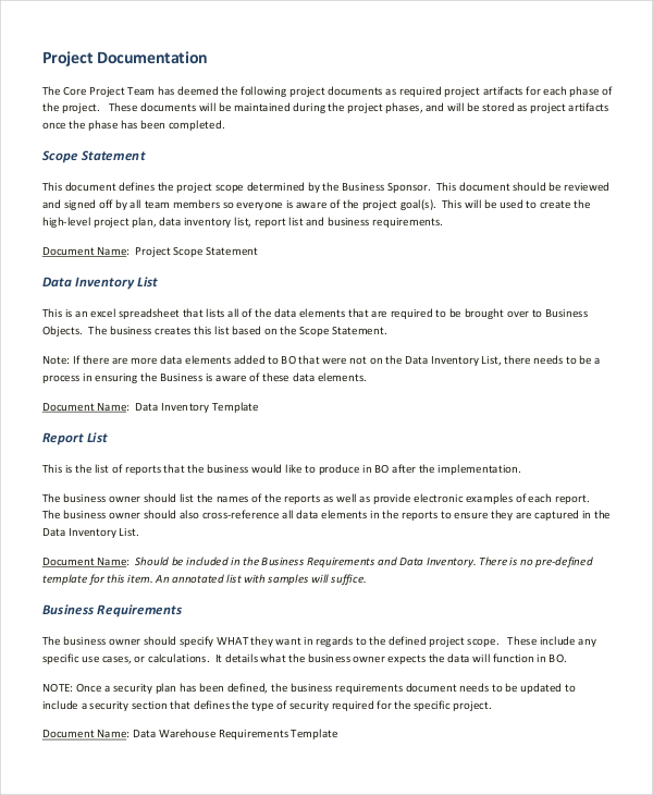 Software Project Documentation Example Pdf
