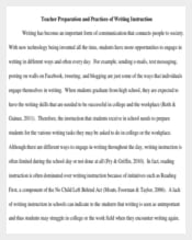 Teacher Preparation and Practices of Writing Instruction