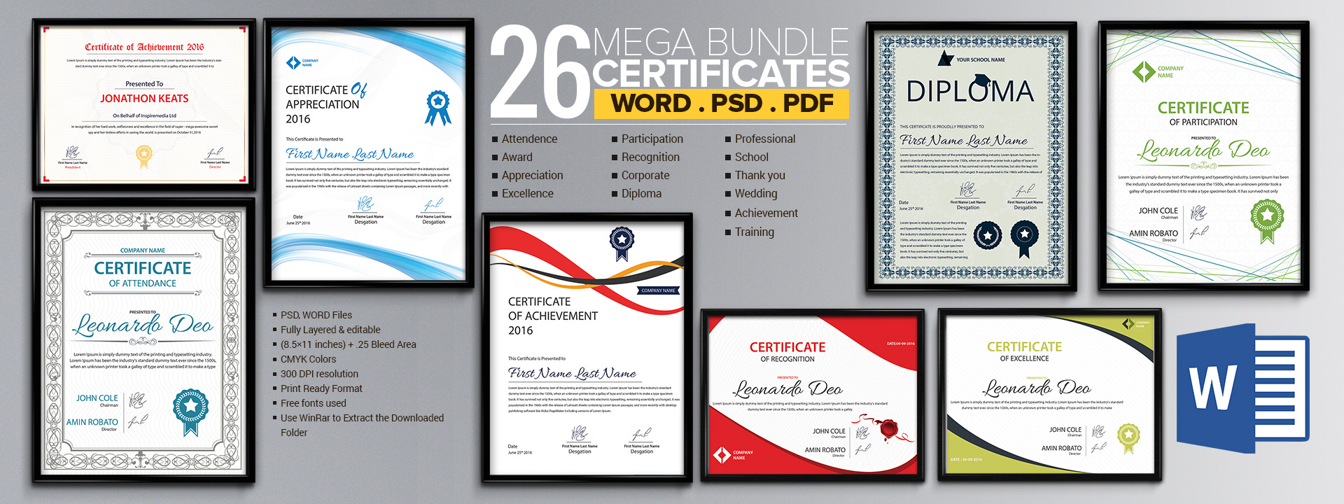 Editable Word Certificate Of Excellence Template