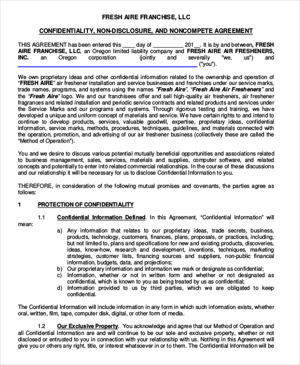 Nda Non Compete Agreement Template