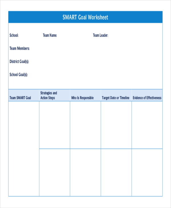 smart goals worksheet template