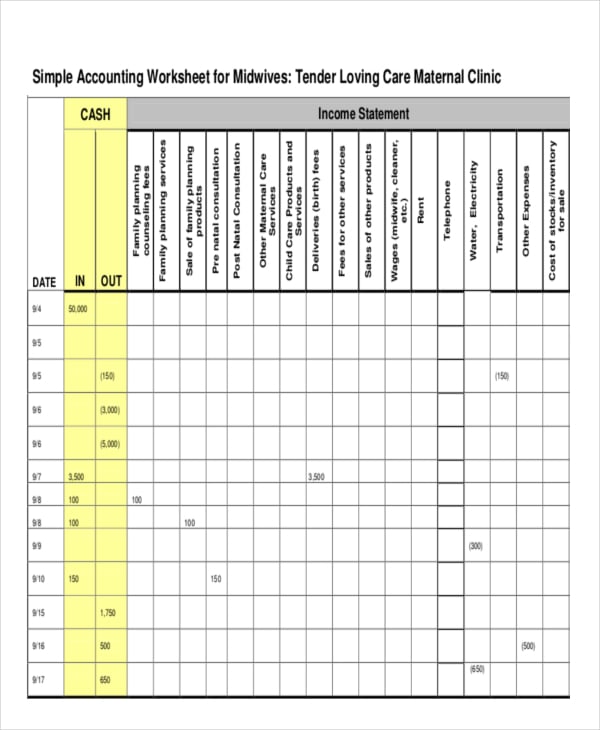 accounting worksheet template
