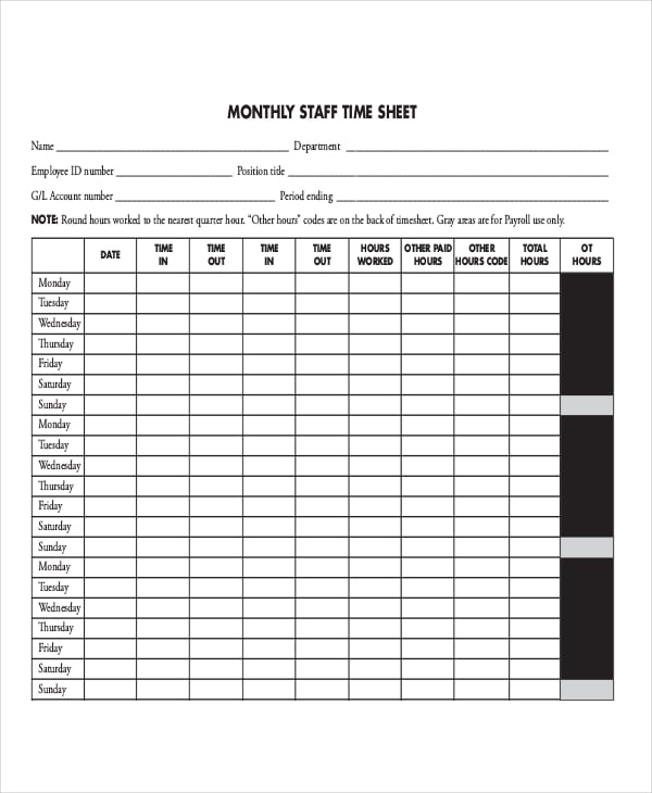 monthly timesheet template1