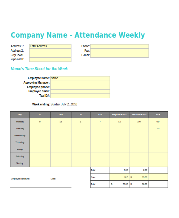 google timesheet template