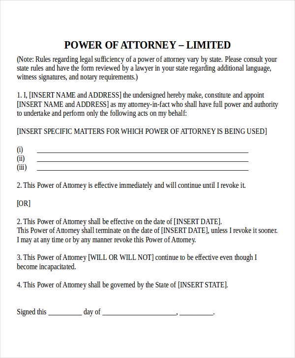 microsoft power of attorney template