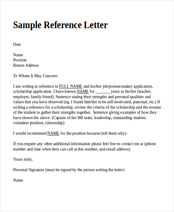 How To Write A Reference Letter Template