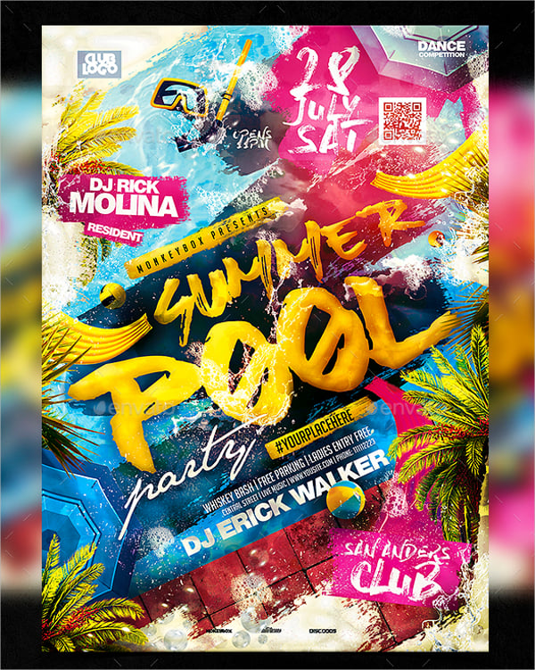 summer pool party flyer