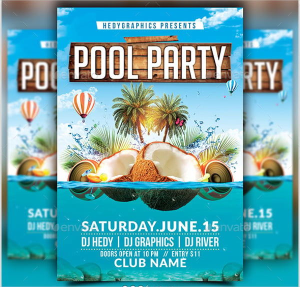 beach pool party flyers