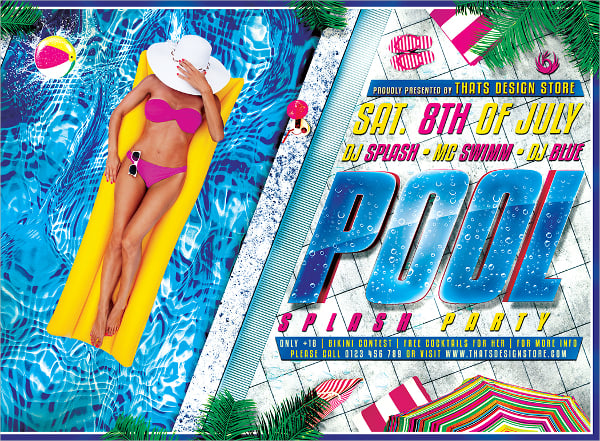 pool splash party flyer template