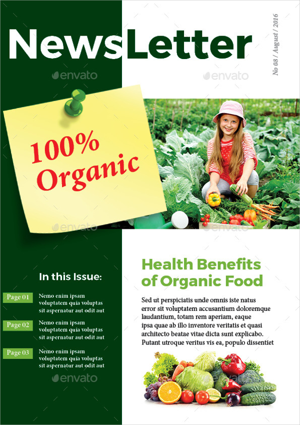 organic food newsletter brochure