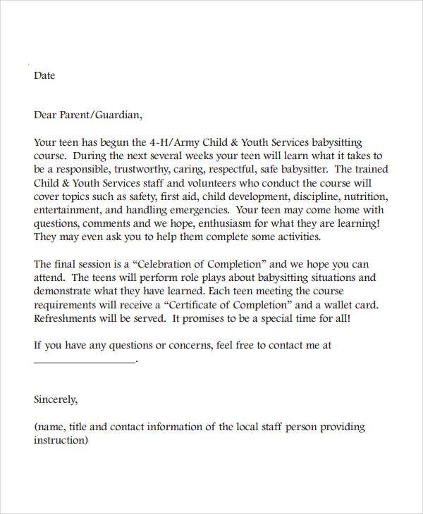 8+ Babysitter Reference Letter Templates - Free Sample, Example, Format