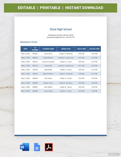 13+ Roster Templates in PDF | Word | Google Docs | Apple Pages | Free ...