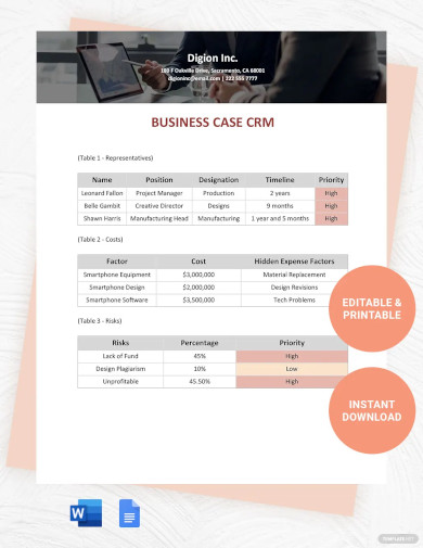 business case crm template