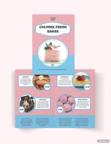cake bakery bi fold brochure website template