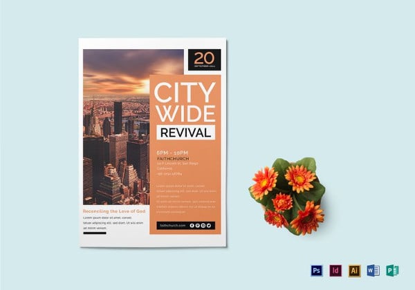 city wide revival church flyer template