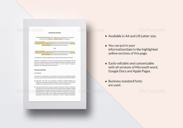 distribution agreement template