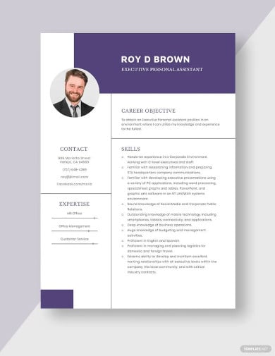 executive personal assistant resume