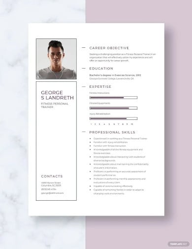 fitness personal trainer resume