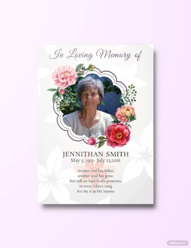 floral funeral thank you card template