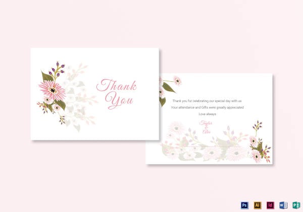 floral wedding thank you card template