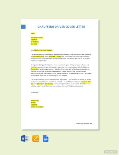 free chauffeur driver cover letter template