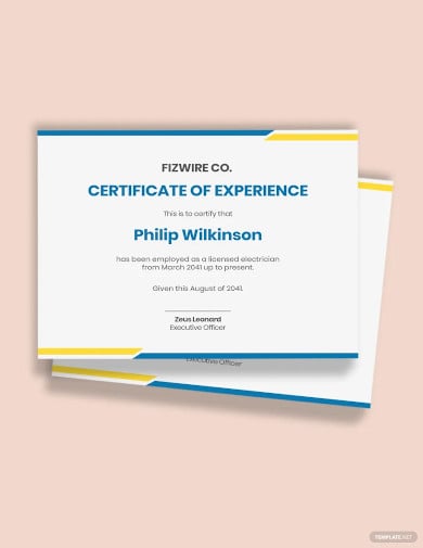 free electrician job experience certificate template