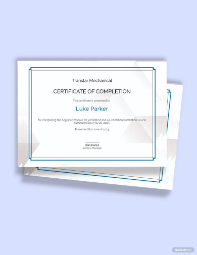free hvac experience certificate template