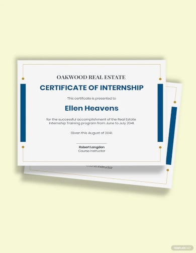 free real estate internship certificate template