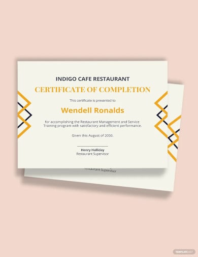 free restaurant experience certificate template