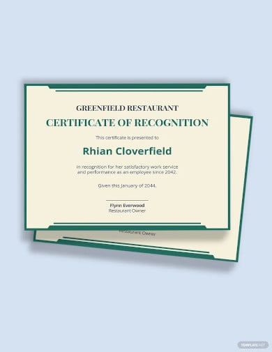 free restaurant work experience certificate template