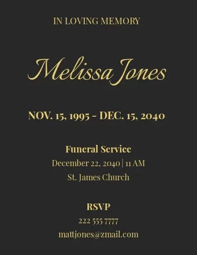 funeral announcement card template