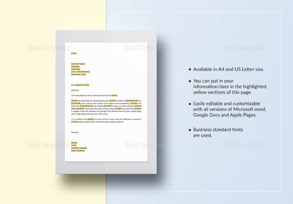 9+ Character Reference Letter Template - Free Sample, Example, Format