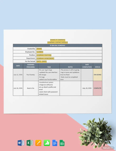 it on call schedule template