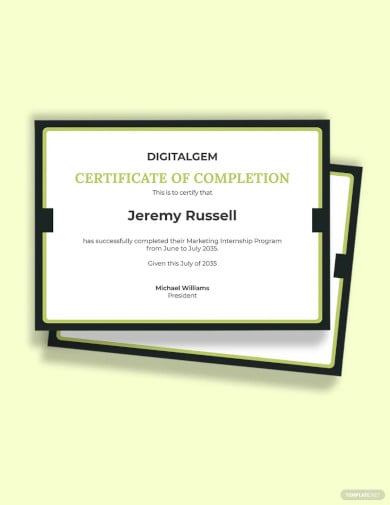 marketing internship certificate template