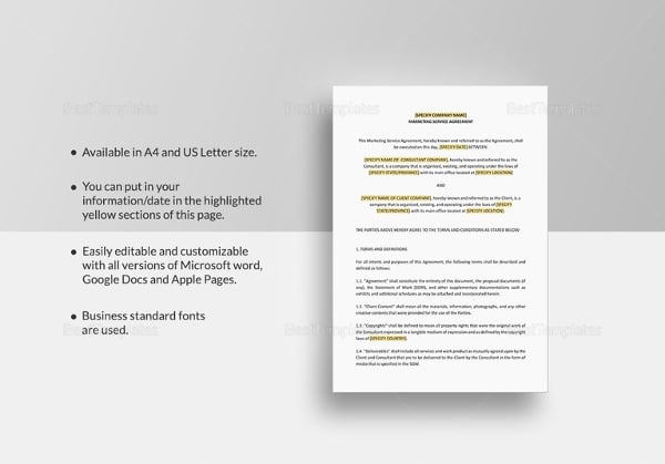 marketing services agreement template