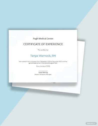 nursing experience certificate template