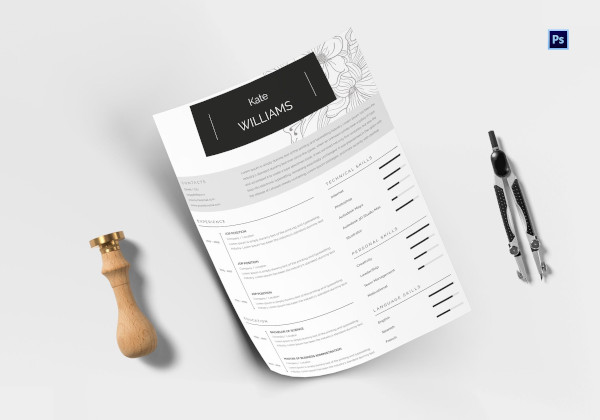 one page personal resume template